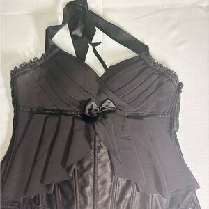Shirley of Hollywood Black Corset with Bow Detail